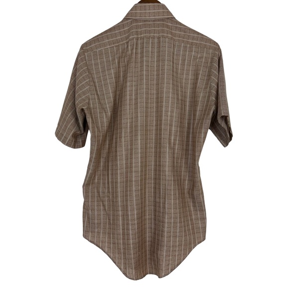 Vintage Men’s Brown Patterned Short Sleeve Button Down 70s Dagger Collar Small - Picture 7 of 10